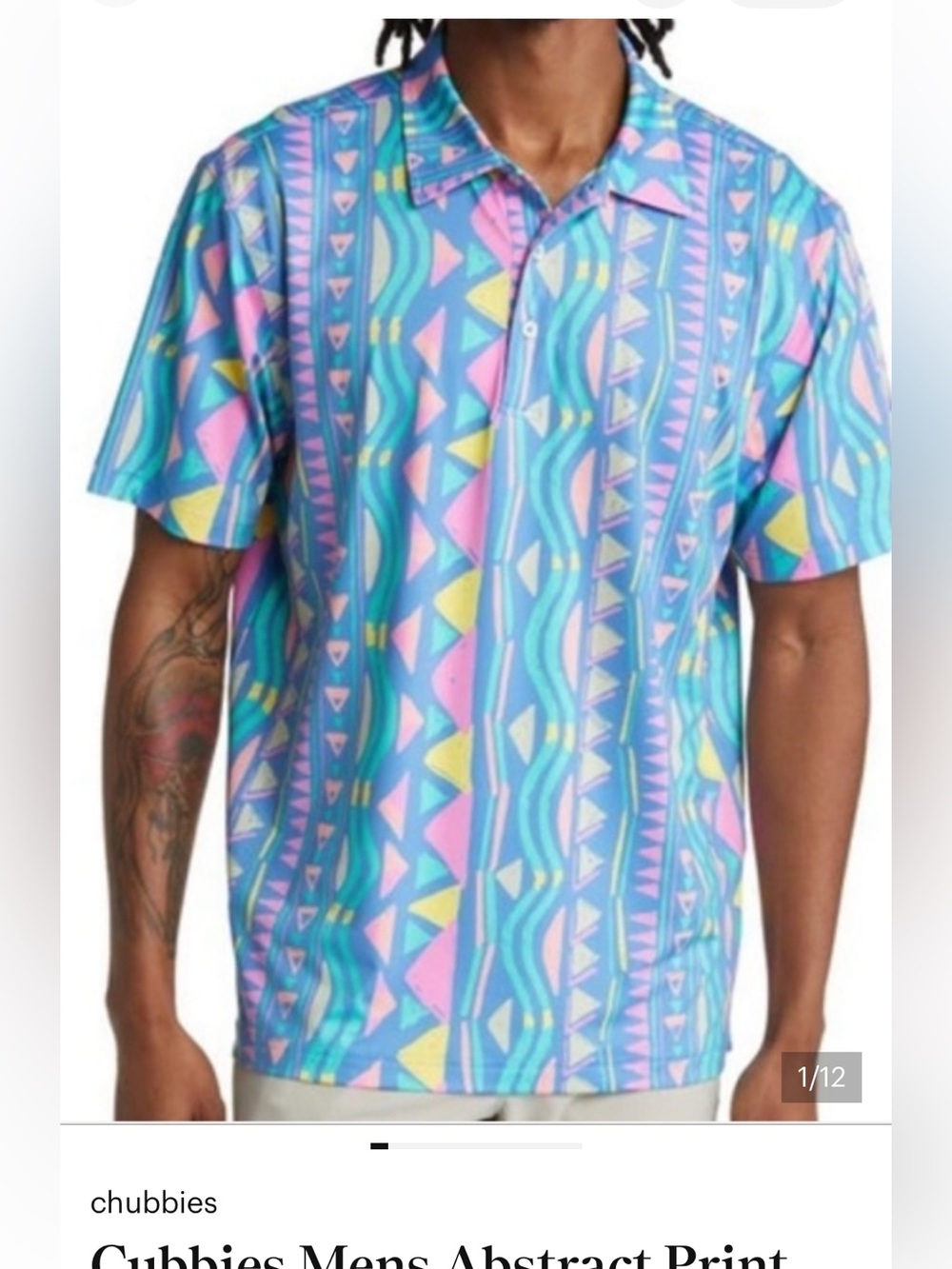 chubbies Pastel Turquoise Pink Yellow Abstract Short-Sleeve Button-Front Shirt